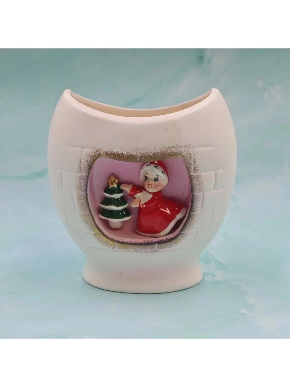 Holt Howard Christmas Pixie Mrs. Claus 3d Ceramic Vintage Planter - Read Below